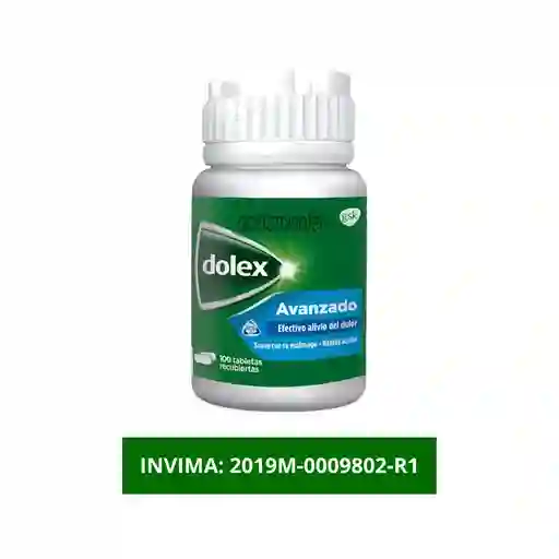 Dolex Acetaminofen Avanzado Alivio Eficaz del Dolor y la Fiebre x 100 Tabs