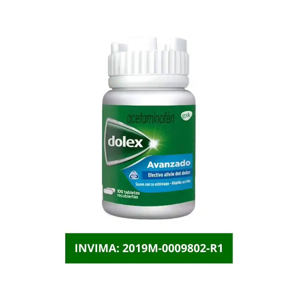 Dolex Acetaminofen Avanzado Alivio Eficaz del Dolor y la Fiebre x 100 Tabs
