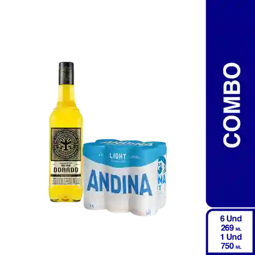 Combo Andina Cerveza Light 6 Und + Nectar Aguardiente Dorado
