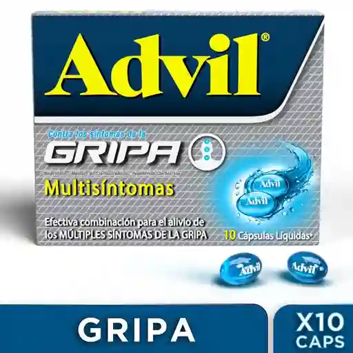 Advil Gripa Ibuprofeno Alivio de Multiples Sintomas de la Gripa ​X 10 Caps ​