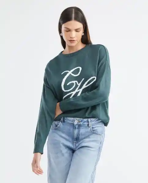 Sueter Logo Verde Galloway Ultraoscuro Talla Xl Mujer Chevignon