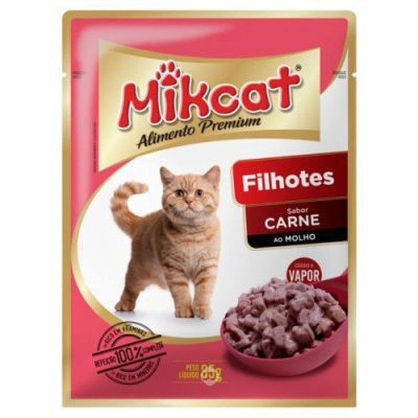 Mikcat Alimento Completo para Gatos en Crecimiento Sabor Carne Bolsa 85g