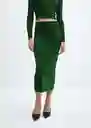 Falda Prinches Verde Talla 18 Mujer Mango