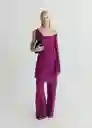 Top Floris Morado Talla S Mujer Mango