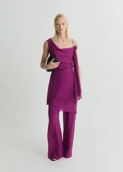 Top Floris Morado Talla S Mujer Mango