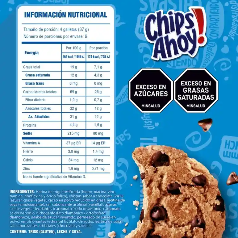 Galletas Chips Ahoy Sixpack Original 222G