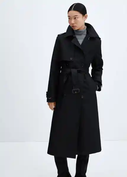 Abrigo Trench Chicago Negro Talla XS Mujer Mango