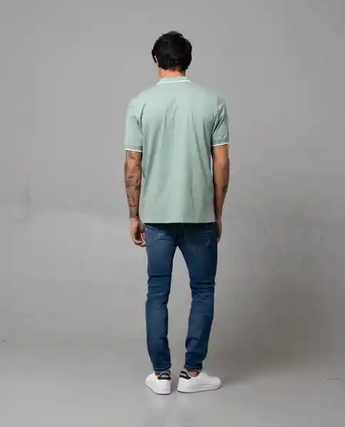 Camiseta Polo Iconica Hombre Verde Golfo Medio T M 34619 Rifle