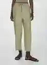 Pantalón Linen Verde Talla L Mujer Mango