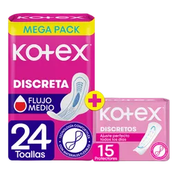 Kotex Toalla Higiénica Discreta + Protectores