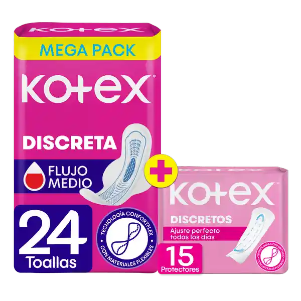 Kotex Toalla Higiénica Discreta + Protectores