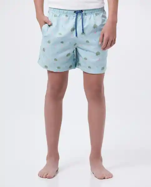 Short Swimwear Graphic Palms Niño Azul Canal Medio 10 Chevignon