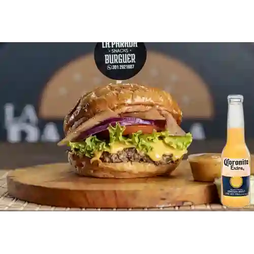 Hamburguesa cheese bacon + corona 210 ml