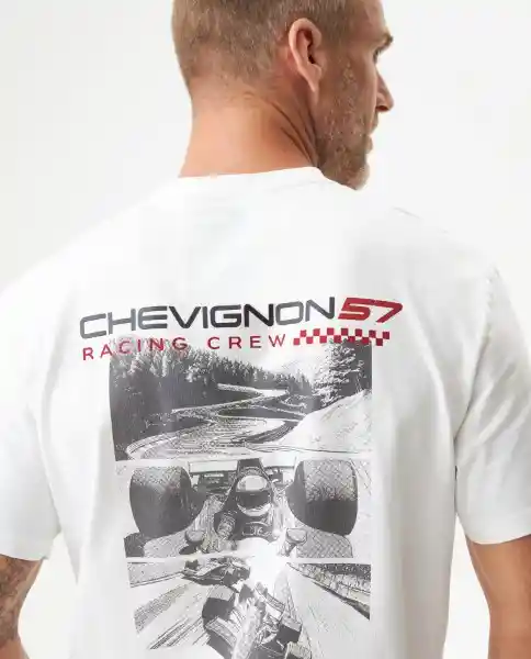 Camiseta Racing Crew Masculino Blanco 0 Claro Talla M Chevignon