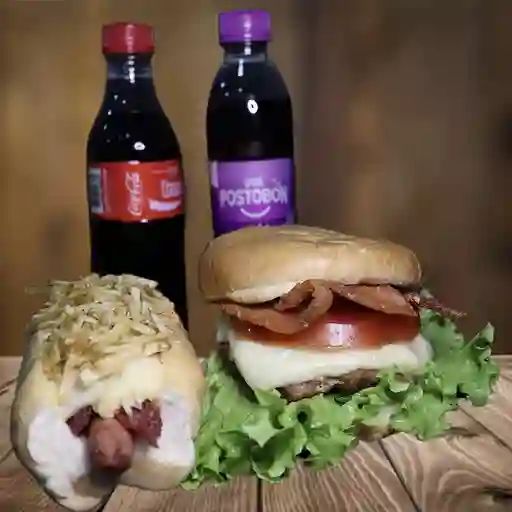 Combo perro+hamburguesa sencilla+gaseosa