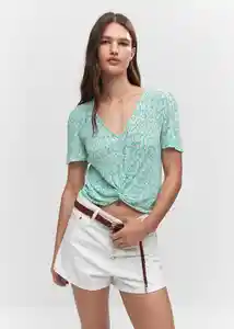 Blusa Suizo Turquesa Talla 24 Mujer Mango