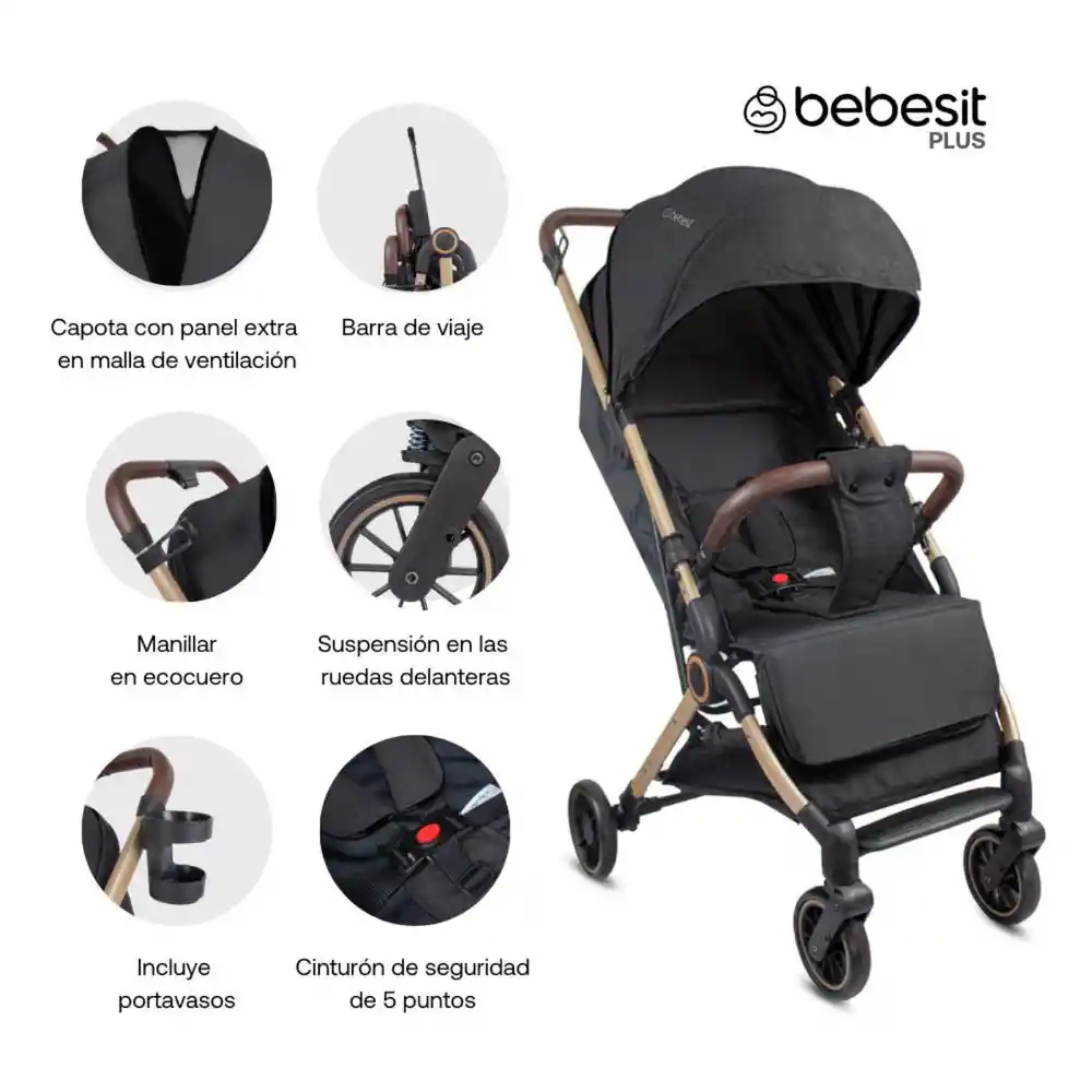 Coche Travel System Compacto Micro Bebesit Negro Bebesit Jctsx5bk