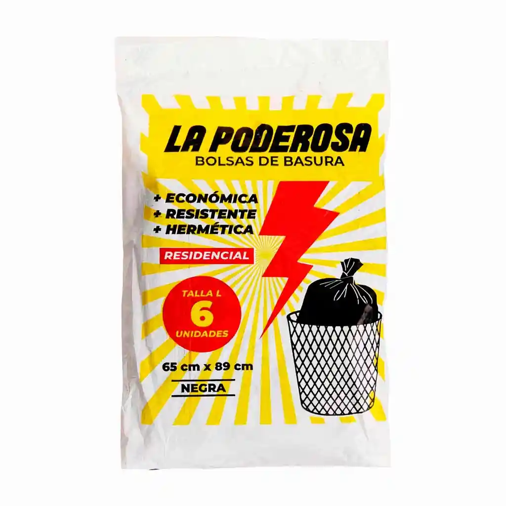 La Poderosa Bolsa De Basura Negra x 6 Unidades
