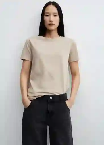 Camiseta Chalaca Beige Talla XL Mujer Mango
