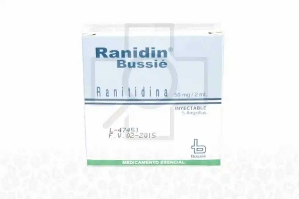Ranitidina Bussie 50 Mg / 2 Ml Caja Con 5 Ampollas Rx