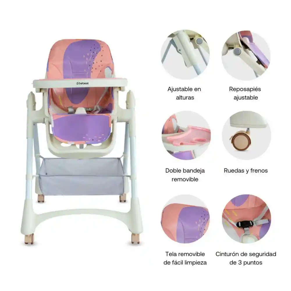 Silla Comedor Aquarella Rosado Bebesit Yy31xp