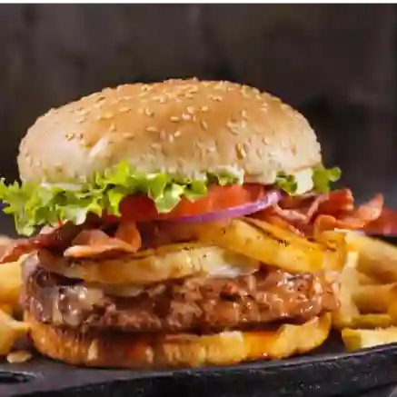 Hawaiana Burguer + Papas Fritas