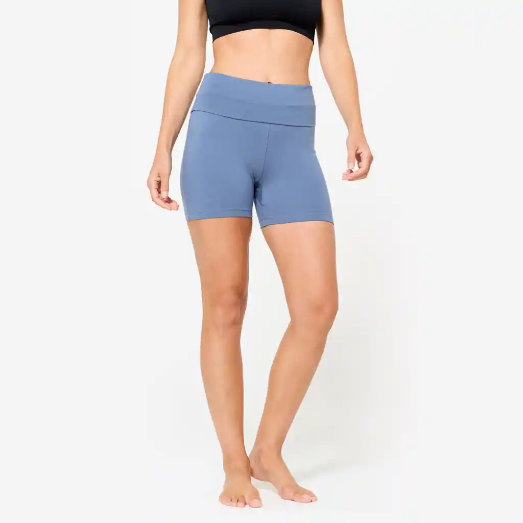 Licra Corta Yoga Suave Mujer Azul Cometa