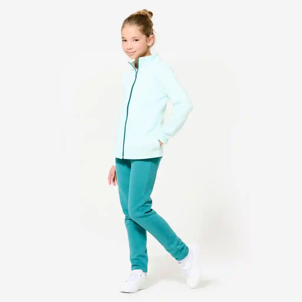 Sudadera Completa de Fitness Para Niña Domyos 100 Turquesa
