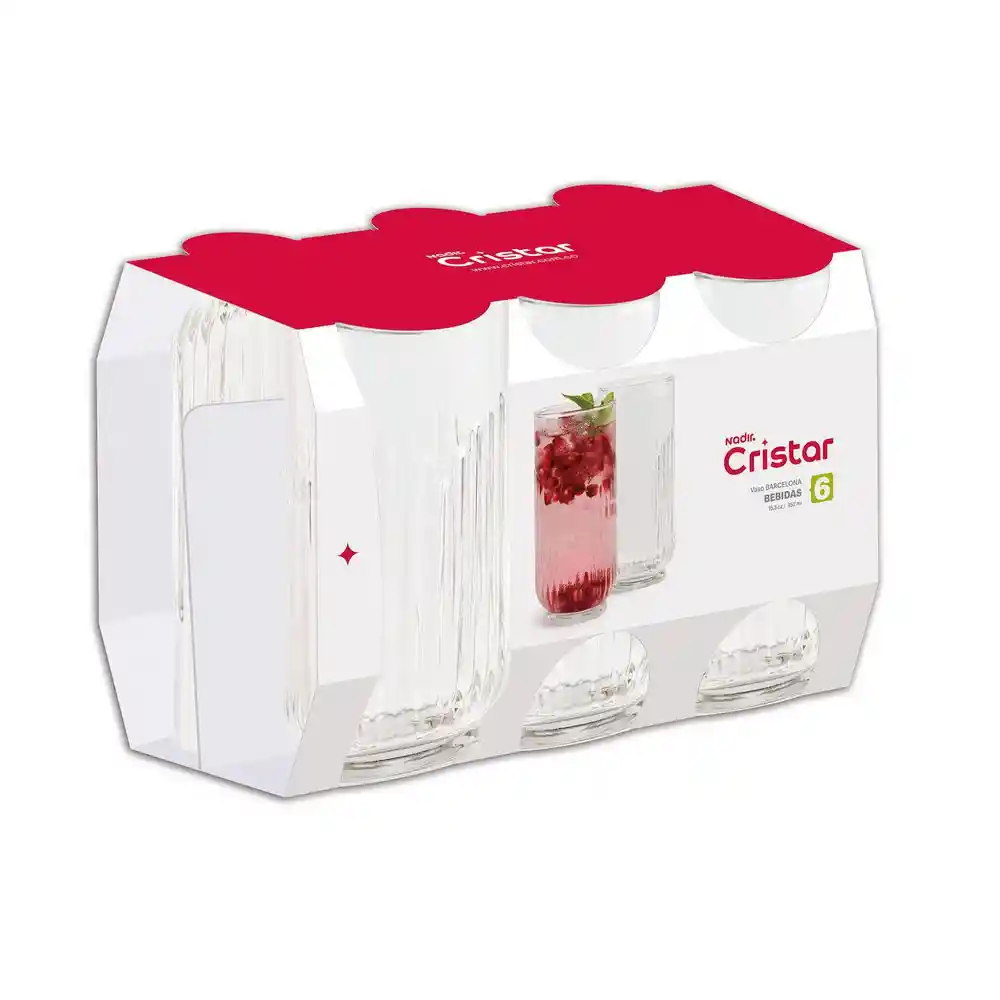 Set X 6 Vasos Barcelona Bebidas Cristar 0928cl6