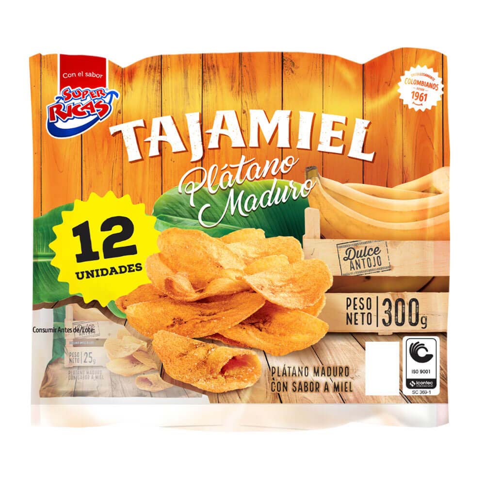 Super Ricas Pasabocas de Plátano Maduro Tajamiel 300 g