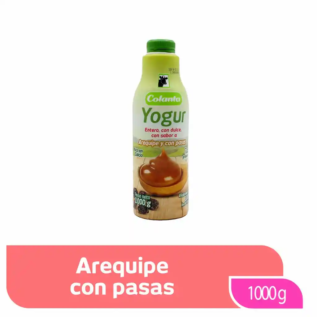 Colanta Yogur Entero Arequipe Pasas