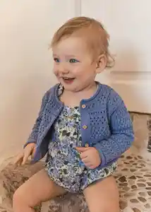 Abrigo Cardigan Hibisco Azul Talla 64 Niños Mango