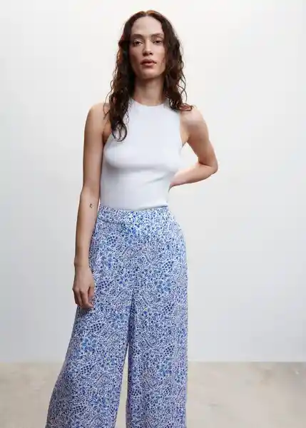 Pantalón Life Azul Talla S Mujer Mango