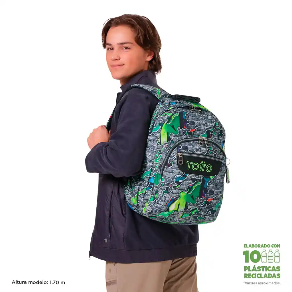 Morral Juvenil Porta Pc 14" Acuarela Gris
