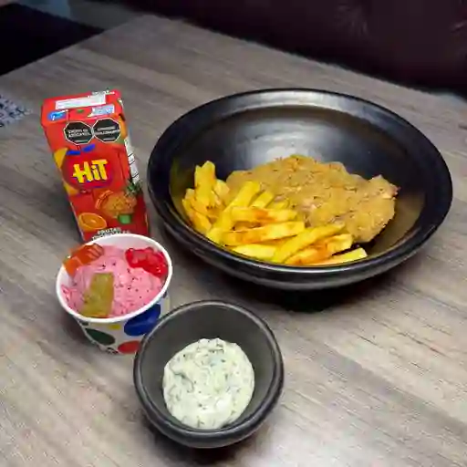 Pollo apanado y francesa