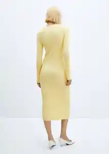 Vestido Grogui Amarillo Talla S Mujer Mango