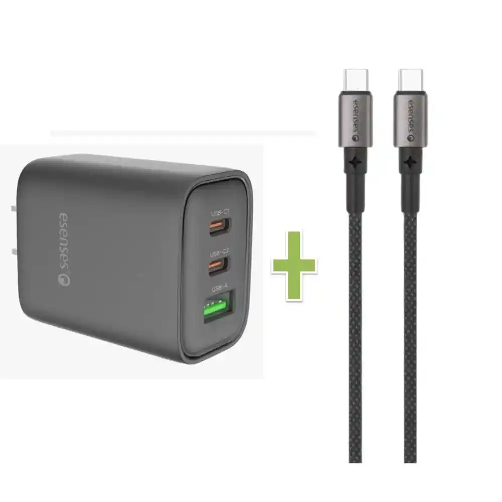 Cargador de Pared 65 Watts + Cable Tipo C 60 Watts Ca60w+ch65w