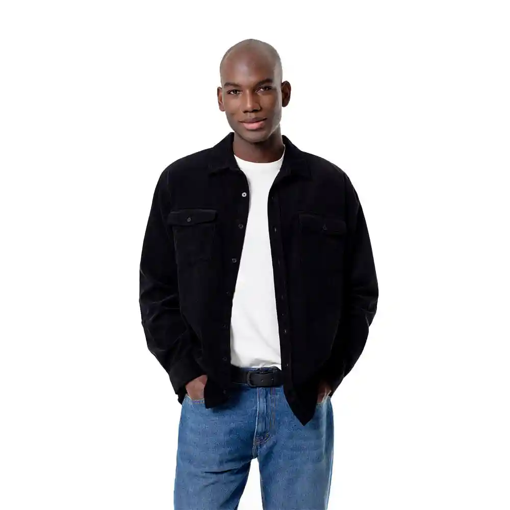 Camisa Manga Larga Regular Fit en Corduroy Algodón Masculino Aofox Gef