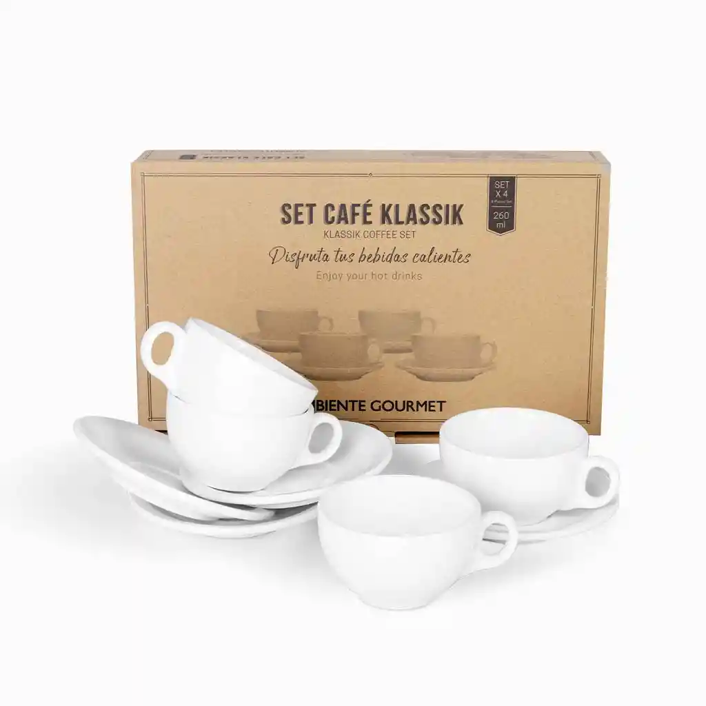 Ambiente Gourmet Set Café Klassik Con Plato Capacidad 260 mL