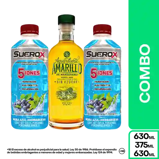 Combo Amarillo Aguardiente sin Azucar 375 mL + Suerox Mora Azul