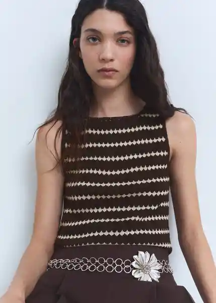 Top Nati Marrón Talla L Mujer Mango