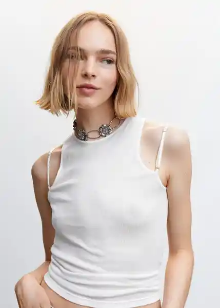 Top Barbra Blanco Talla M Mujer Mango