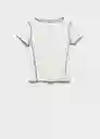 Camiseta Curlita Blanco Talla S Mujer Mango