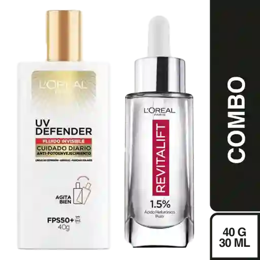 Combo L'Oréal Paris Sérum Ácido Hialurónico  + Protector Solar Uv