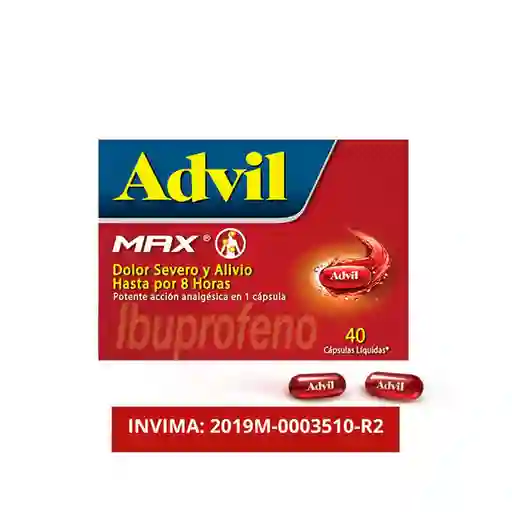 Advil Max Ibuprofeno Alivio Dolores Asociados a Inflamación 