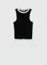 Top Fine Negro Talla XS Mujer Mango