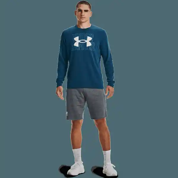 Under Armour Camiseta Rival Terry Logo Crew Hombre Azul LG