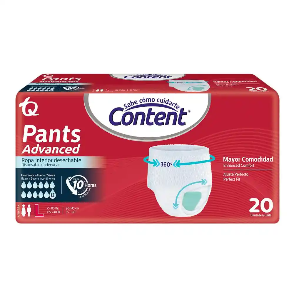 Pañal Content Pants Advanced Talla L X20 (20 Und)