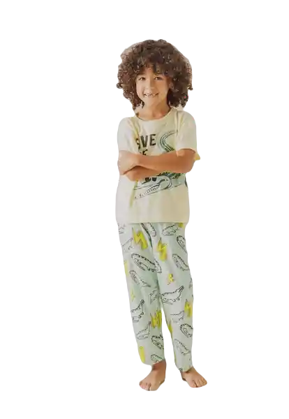 Pijama Camiseta Manga Corta y Pantalón Largo Amarillo Talla 4