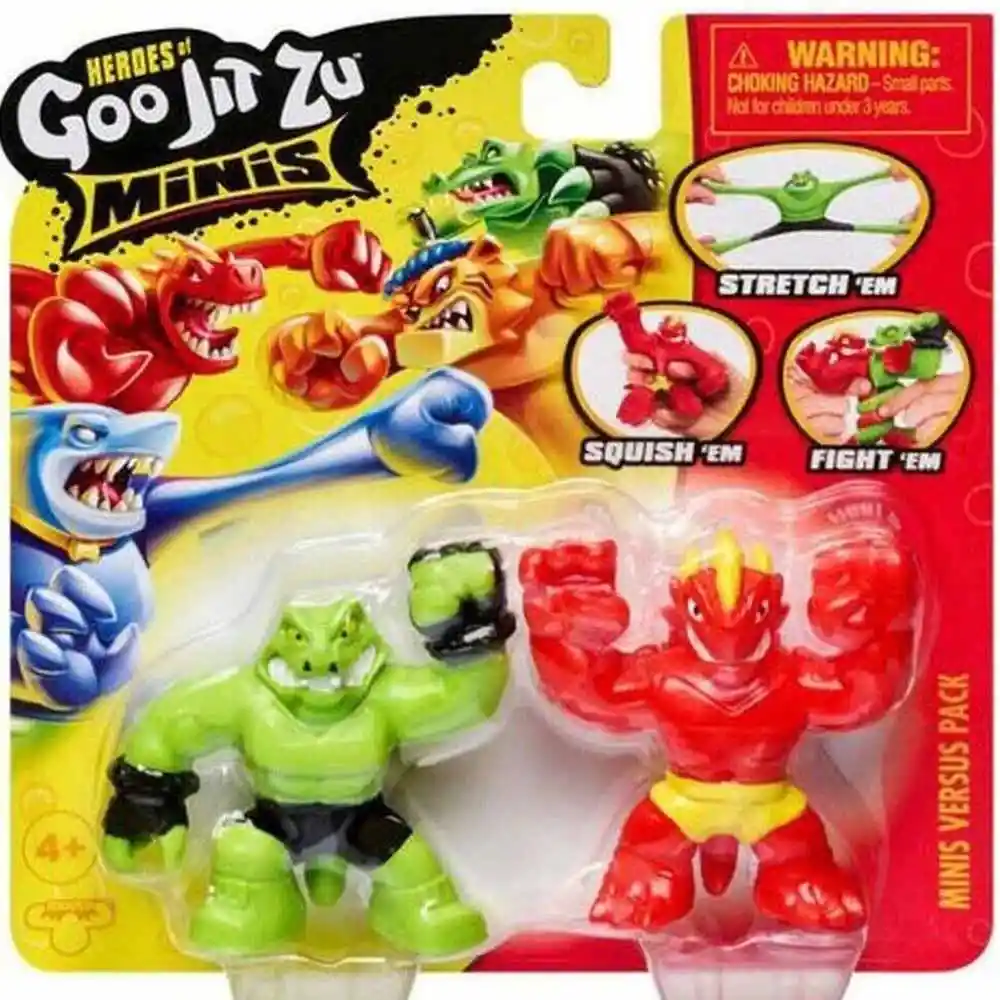 Set 2 Mini Figuras Heroes Of Goo Jit Zu Stretchey Surtido